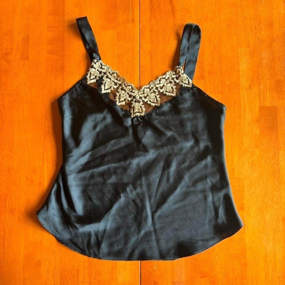 Y2K Secret Tresures black and gold lace cami top , M